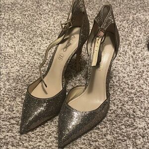 Aldo- Genuine Leather Gold Glitter Stilettos